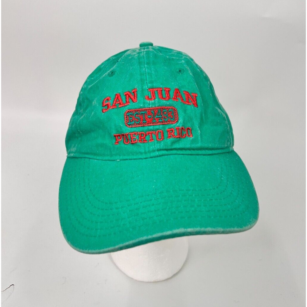 San Juan Puerto Rico Est 1493 Cotton Kaufman Ball Hat Cap Green Adjustable